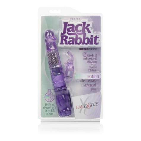 Фиолетовый вибромассажер Petite Jack Rabbit - 24 см.